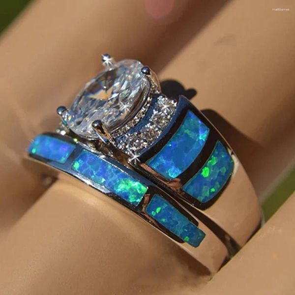 Кластерные кольца Modyle Уникальное огненное опаловое кольцо для женщины Высококачественные украшения с серебряным цветом обручальное свадебное подарки