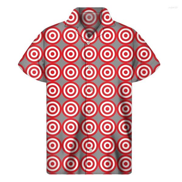 Herren lässige Hemden Lustige Bullseye Shooting Target 3D Printed Hawaiian Herren Sommer Mode Kurzärmel Strandhemd Tops Reversbluse