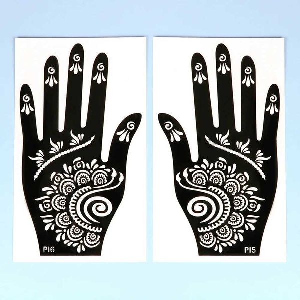 CC20 Tattoo Transferência de tatuagem temporária estêncil Henna DIY Modelo de adesivo de arte corporal Ferramenta de casamento Profissional India Decal