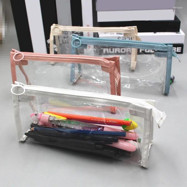 Sacchetti cosmetici per la custodia del rossetto Donne impermeabili in PVC cartone animato trasparente Case di matita di grande capacità