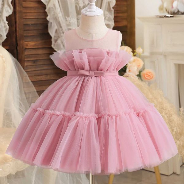 Mädchenkleider Neugeborene Kinderkleider ärmellose atmungsaktiven, geschwollenen Mesh Baby Girls Party Kleider 1-5 Jahre Kinder Hochzeit Prinzessin Kleid