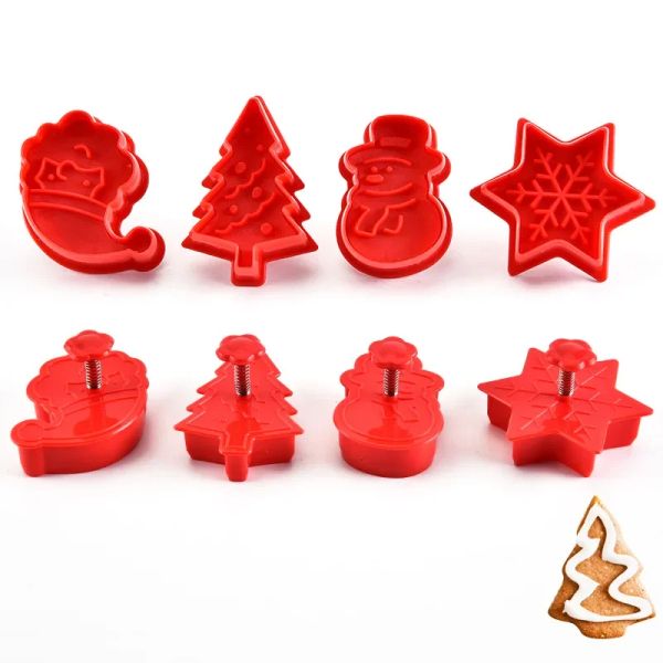 Formen 3d Weihnachtskeks -Druckform Form Blitz Schokolade Fondant Schimmel DIY Keksmarkenstempel Prägeform Form Backwerkzeugzubehör Zubehör