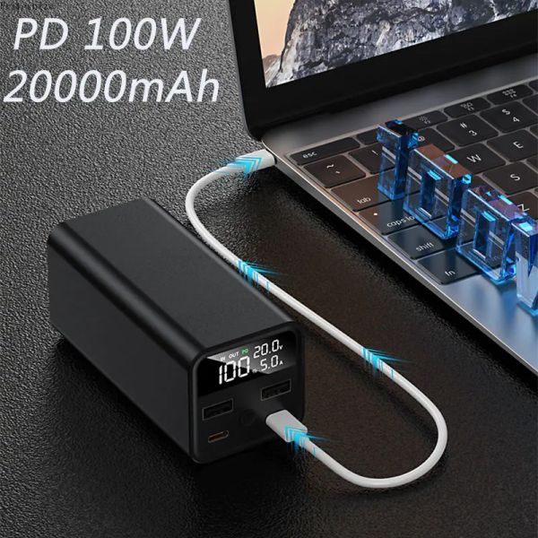 Chargers PD100W Power Bank 20000Mah per MacBook Pro iPhone Caricatore rapido POWERBANK POWERBANK BATTERE ESTERNO ESTERNO per la ricarica del notebook