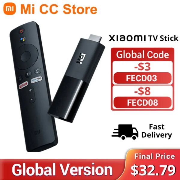 Stick Xiaomi TV Stick 1080p Global Version HDR Android 9.0 Wi -Fi Mi Portable TV Dongle 1 ГБ ОЗУ 8GB ROM DOLBY DTS Случайный звук