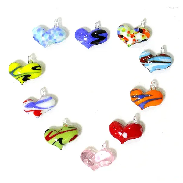 Figurine decorative 2 pezzi Mini adorabili a forma di cuore Canno Ornamenti a sospensione in vetro per accessori per orecchini fatti a mano Gioielli Fashion Fashion