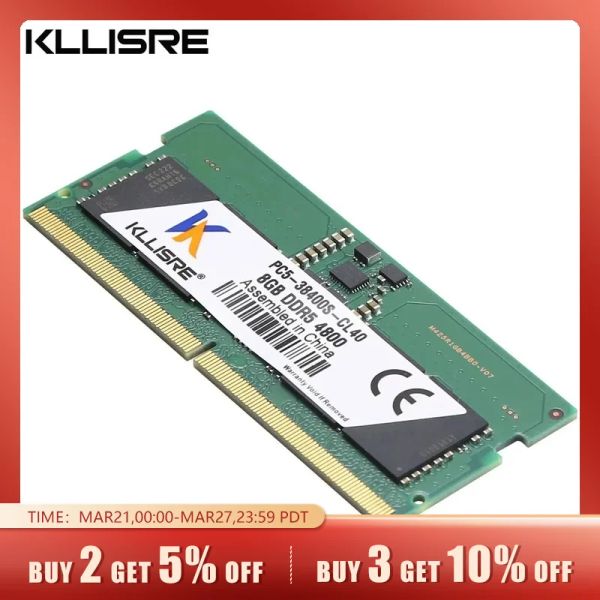 Rams Kllisre RAM DDR5 8GB 16GB 4800MHz 5200MHz Notebook Memória de 8GB 16GB SODIMM Laptop Gaming Mini PC