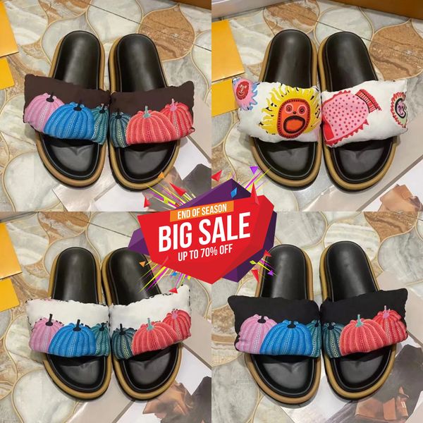 Designer Sliders Slipper Frauen Männer Pool Kissen Slides Mode klassische Drucke flache Komfort Mules Sommer Sandalen Strand schwarze weiße Sandalen mit Kastengröße 36-45