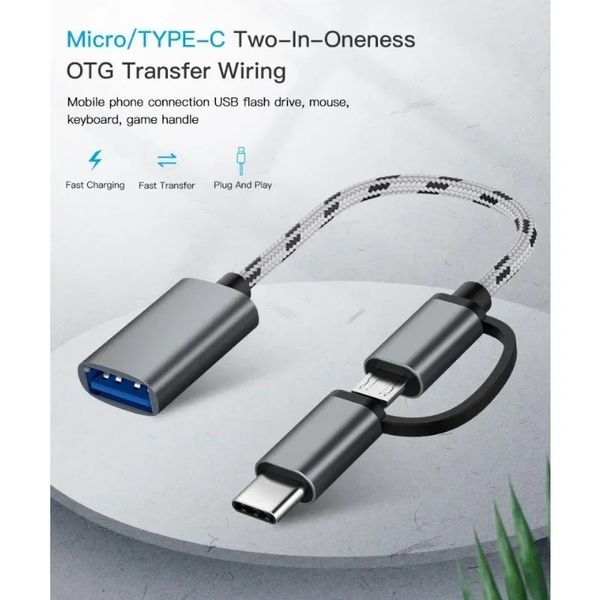 2'de 1 USB 3.0 OTG Adaptör Kablo Tip C Mikro USB-USB 3.0 Arayüz Şarj Kablo Hattı Cep Cepi Telefonu için Cep Telefonu Dönüştürücü için