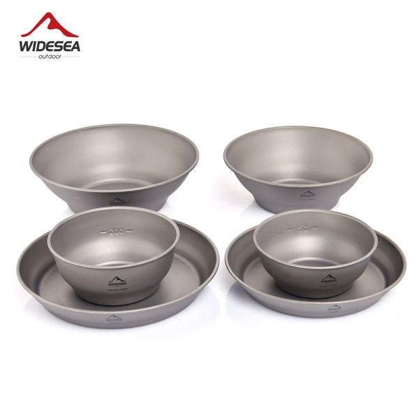 Kochgeschirr Widea Camping Ultraleicht Titanium Schüsselplatte Pan Tischgeschirr Set Mehrgröße Salat Grilles Gericht Outdoor Dinner Travel Cookware Tasse