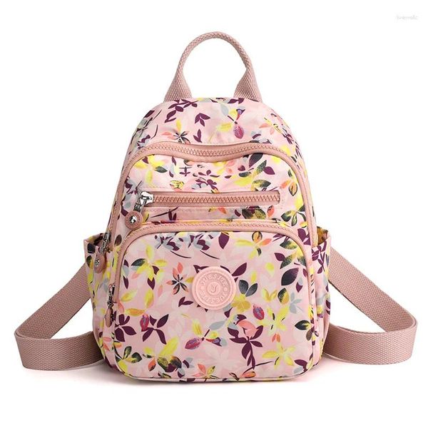 Bolsas escolares femininas estampas florais mini mochila impressão de flores de mochila bolsa de ombro preppy nylon rucksack fêmea bolsas para meninas