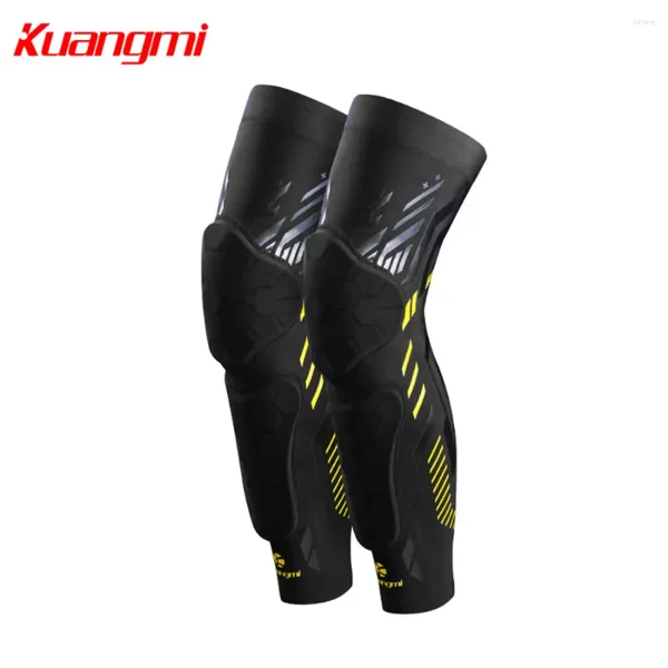 Joelheiras Kuangmi 1Pair Basketball 4 tiras não deslizantes suporte de suporte de compressão Soccer de capa de perna à prova de colisão correndo Kneepad