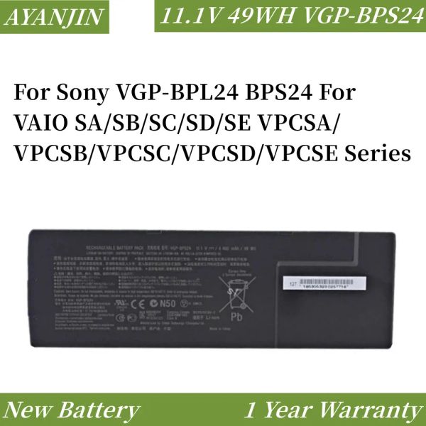 Piller VGPBPS24 11.1V 49WH Dizüstü Bilgisayar Sony VGPBPL24 BPS24 VAIO SA/SB/SC/SE VPCSA/VPCSB/VPCSC/VPCSD/VPCSE serileri için
