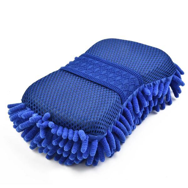 Luvas 1 PC Blue Microfiber Chenille Lavagem de carro Cuidados de esponja Cuidado com escova de escova Ferramenta de limpeza Acessórios de toalha de toalha automática Acessórios de estilo