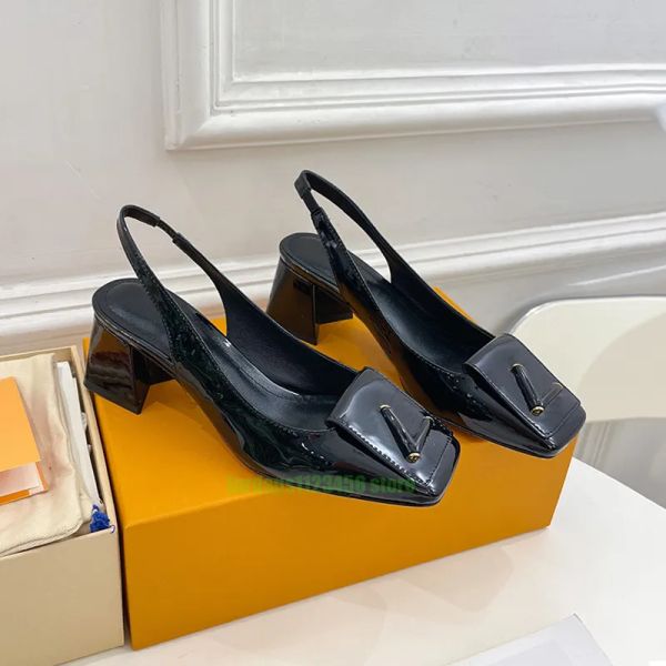 Top Designer Dress Shoe Slingback Sandal Pumps Женщины одиночные туфли патентная кожа