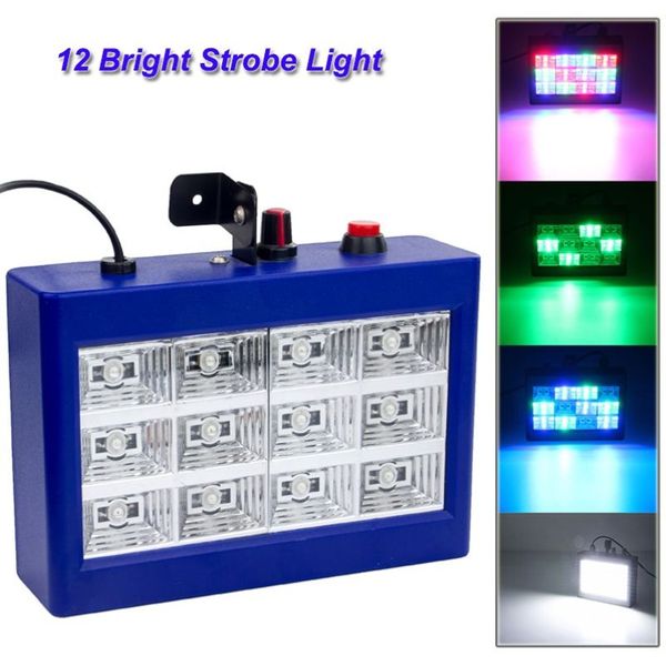 12pcs LED colorido flash disco estroboscópio LED EFEITOS RGB SOM SOLE STAPE LUZES DJ STROBOSCOPO PARA O CASAMENTO DE XMAS SHOW243M