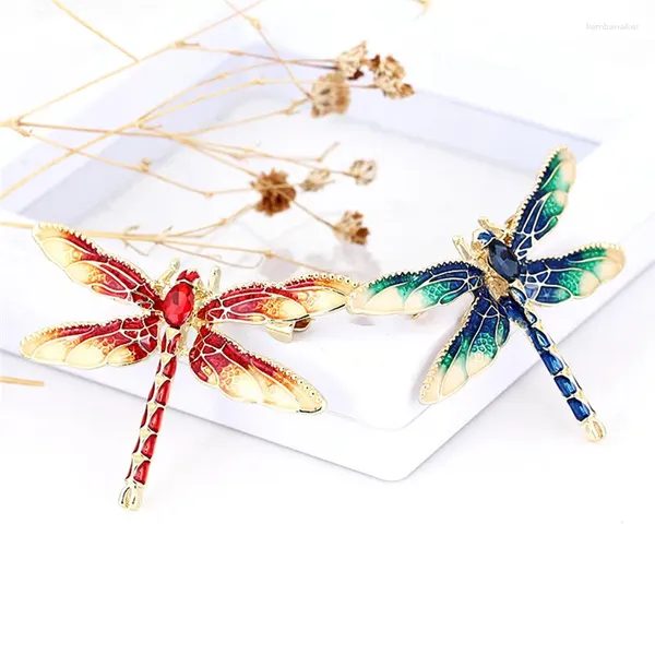 Spille rosso verde smalto nero smalto Dragonfly Insects for Women Men Leghe Metal Banquet Party Weddings Pins Gifts