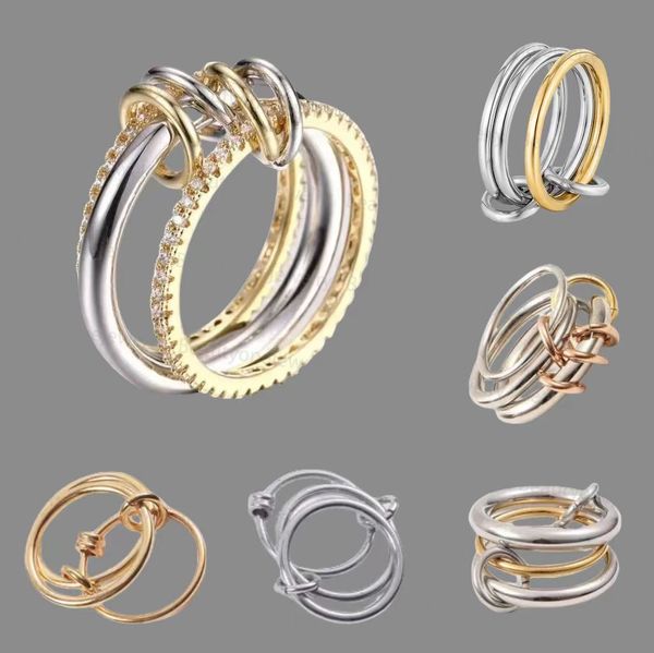 Heißer Verkauf neuer Designer Halley Gemini Band Rings Spinelli Kilcollin Brandneue Luxus Industriewindschmuck Gold 925 Sterling Silber Multiple Ring Mother Day Geschenk
