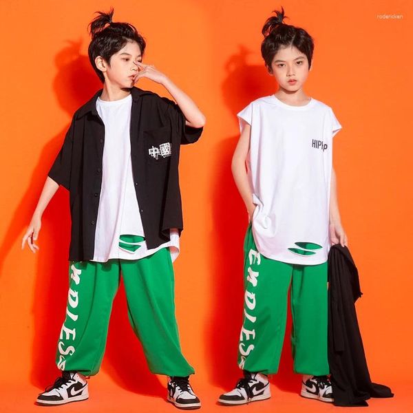 Bühne Wear Kids Hip Hop Tanzkleidung Kurzarm Jacke Tops Streetwear Jogger Sweat Hosen für Girl Boy Jazz Tanzkleidung Kostüm Kleidung