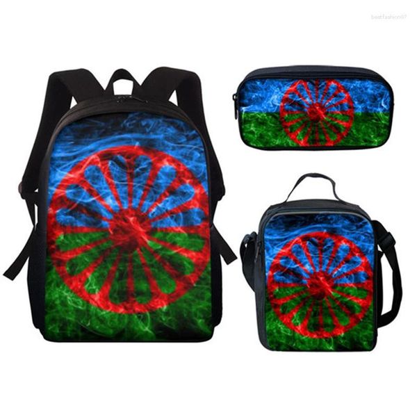 Backpack hip hop harajuku bandeira engraçada do Oromo 3pcs/set 3d Imprimir Student Bookbag Travel Laptop Daypack Lunchags Case lápis