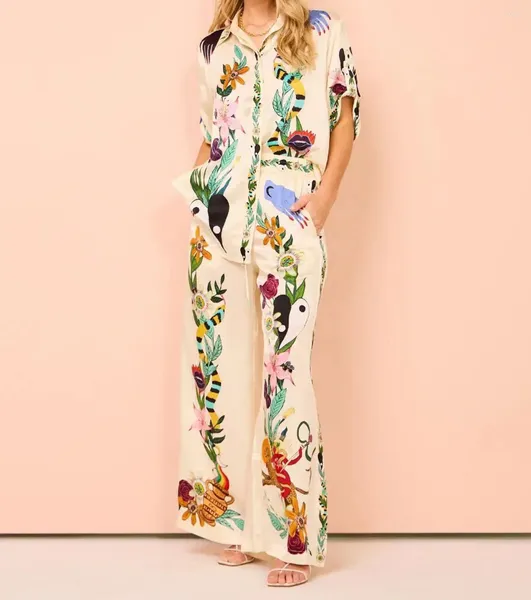 Женские штаны Ladies Fashion Silk Suit Printed Collision Animal Patter