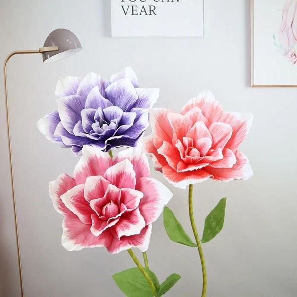 Flores decorativas de 40 cm de cor de pincel magnólia pograns adereços de festa cenário de espuma de espuma de espuma artificial casamento de cenário de cenário em casa