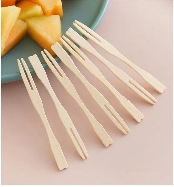 Dinnerware Sets 100pcs Bamboo descartável de madeira Fruit Fruit Sobert Cocktail Set Party Home House Decor Decors Tableware Supplies