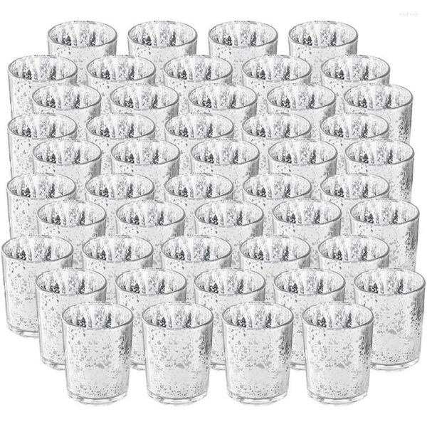 Candele per feste Forniture Mercury Glass Tealight Bulk per compleanno | Partita | Decorazione per la casa (argento) Candele da sposa barattolo