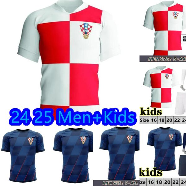 2024 2025 Coppa euro Croazia Shirt calcistica Croacia Modric Coppa del mondo Soccer Maglie nazionale Mandzukic Perisic Kalinic Rakitic Kovacic Men Kid Kit Uniforms