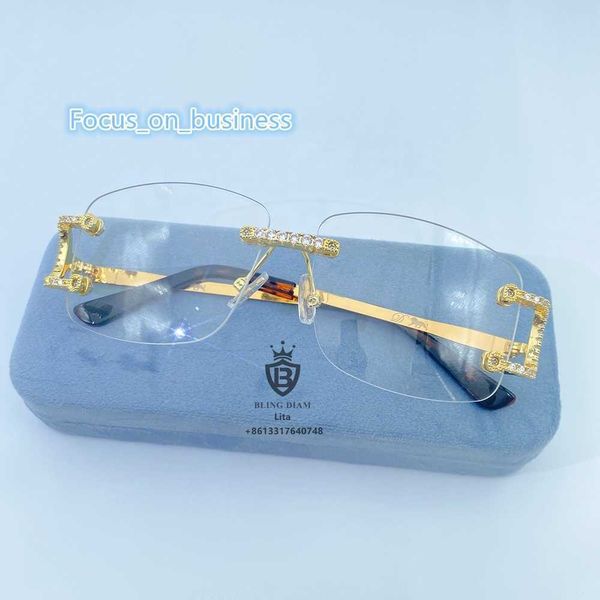 Fabrik Großhandel Preis Hip Hop Messing Kubikum Zirkonia Randbrille Diamant Eced Sonnenbrille