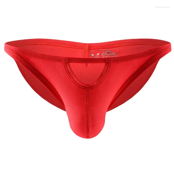 Cuecas Sexy Rouphe Men Briefs Hollow Out Silky Breathable U Covex bolsa de calcinha de moda de baixa cintura baixa