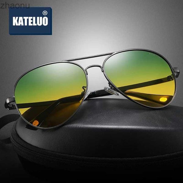 Солнцезащитные очки Kateluo 2020 Daytime Night Vision Goggles Мужские Оптоэлектронные солнцезащитные очки против ярких стаканов для вождения поляризованных стаканов автомобилей 7759XW