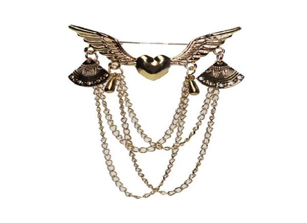 2020 designer broche de amor asas broche com jóias de tassel retro multicamadas colares colarinho de gin com botão de roupa acessórios de roupas jewe9480614