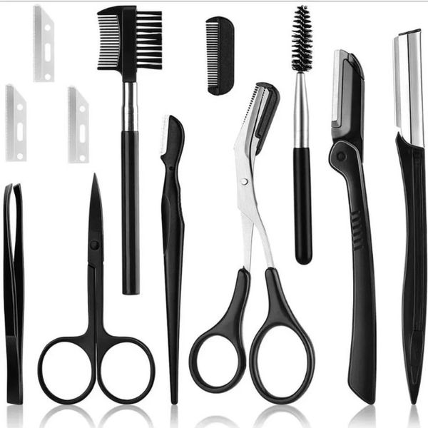 5/8pcs Augenbrauen Trimmer Rasiermesser Kit Schere Kamm für Gesicht Pinzetten Wimpernpinsel