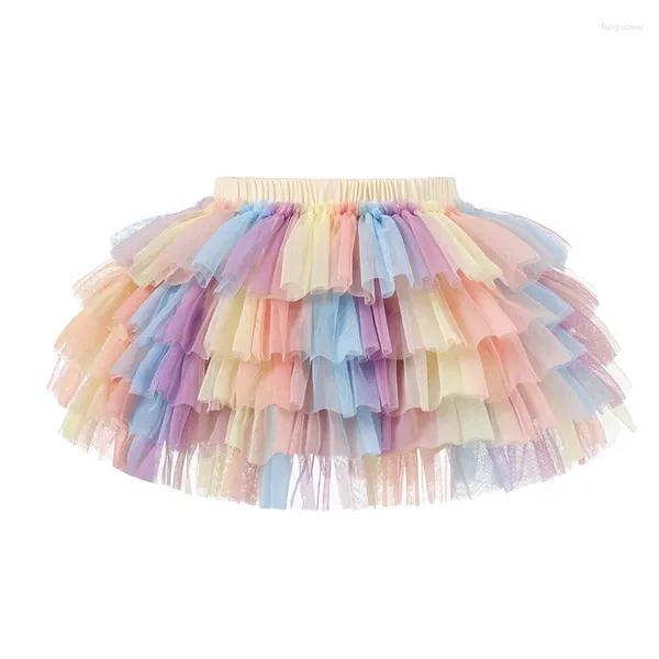 Shorts 2024 Multicolous -Gradienten -Modemädchen Tulle Patchwork Tierred Sommer Short Hosen für Baby Girl