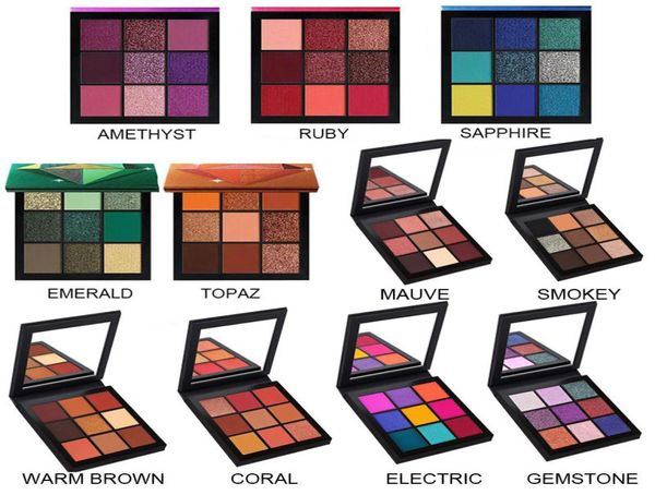 Neon 9 Colours Beauty Makeup Eyeshadow Palette Shimmer Matte Palette Emmrald Sapphire Rube Amethyst Topaz Cosmetics di alta qualità MA9477285