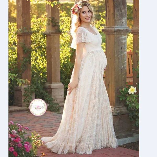 Maternidade Vestidos 2023 Womens White Paper Photography Props Roupas de renda Q240427