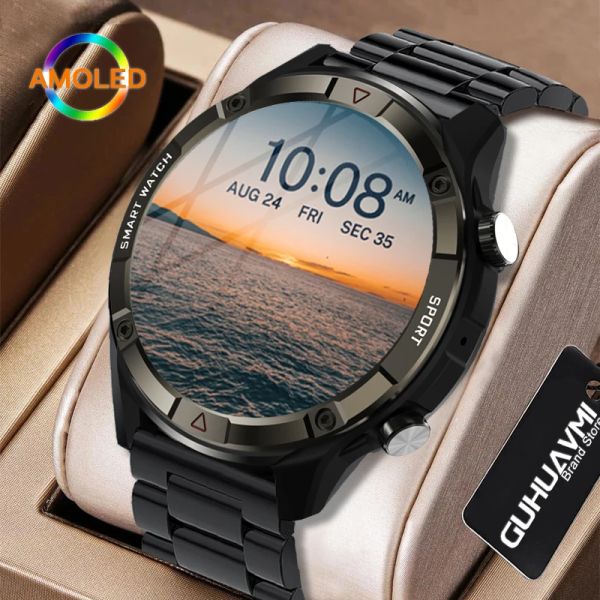 Watches Kavsumi Yeni Bluetooth Çağrı Akıllı Saat Erkekleri Amoled Tam Dokunmatik Ekran Spor Fitness İzle 4G Müzik Android IOS için Akıllı Saat