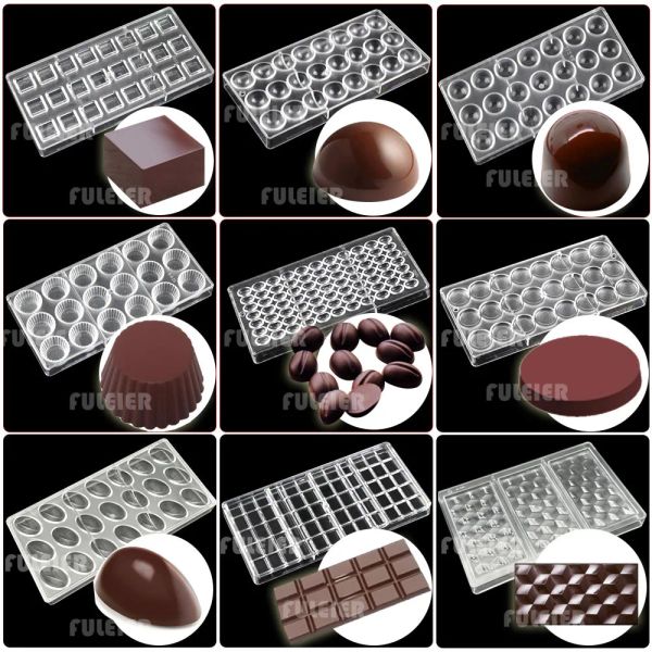 Stampi stampi di cioccolato in policarbonato di cioccolato quadrati dolci rotondi di caramelle da forno da forno di pasticceria bonbon strumenti di pasticceria