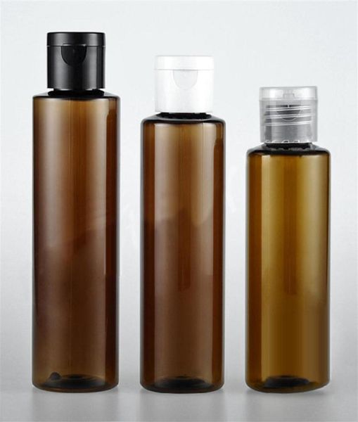 Ganze 50 Stück zu 100, 120 und 150 ml, braune Plastikflasche mit Klappdeckel, kosmetische Lotionscreme, PET-Behälter, Reise-Shampoo-Flaschen mit Deckel 4047316