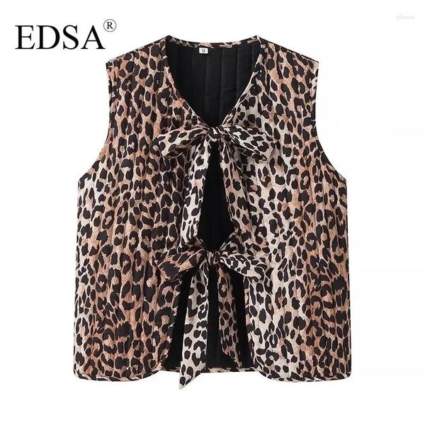 Coletes femininos edsa moda leopard rend-up cistascoat solo deco