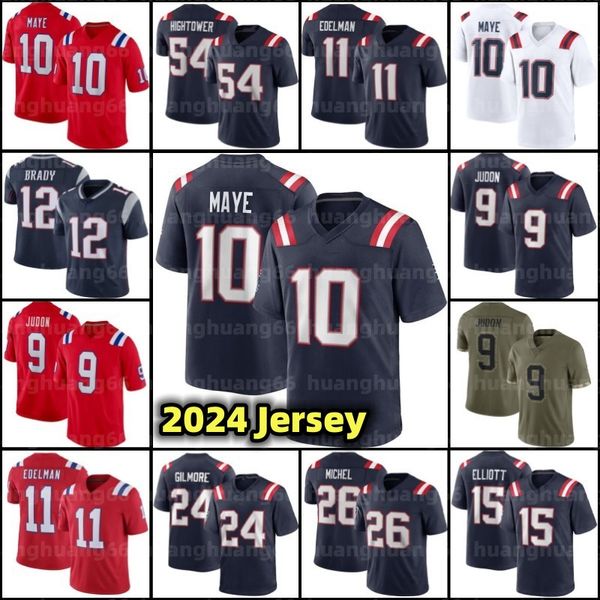 10 Drake Maye Matthew Judon Ezekiel Elliott Jersey de futebol personalizada Gonzalez Tom Brady Juju Smith-Schuster Kendrick Bourne Rhamondre Stevenson Mike Gesicki