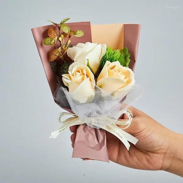 Dekoratif Çiçekler 1 PC Mini Simülasyon Gül Çiçek Sabun Sevgililer Günü Annenin Hediye Ev Festivali Dekorasyon Süsleri
