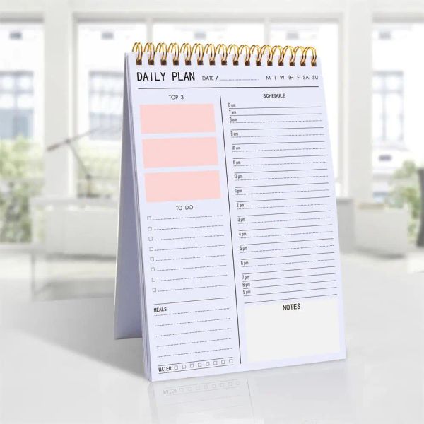 Notepads Daily Planer Agenda Stunde Zeitplan Notizbuch undatiertes Auflisten -Notepad -Organisator mit Mahlzeiten, Top 3, Notizen