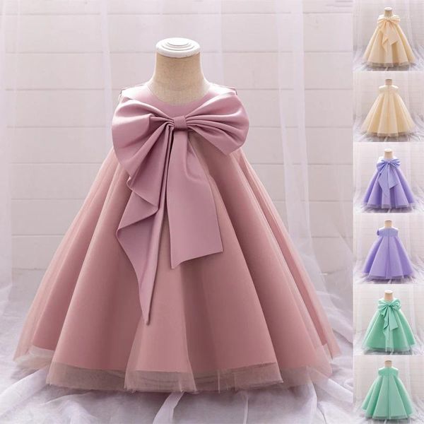 Mädchenkleider Baby Taufe geborene Pofrografie Kleidung Big Bow rosa Kleinkind Sommerkleid Kinder Taufe Kinder Prinzessin Ballkleid