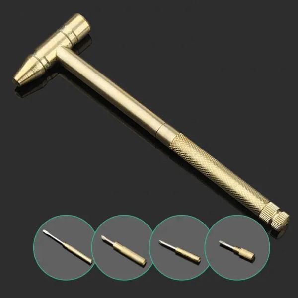 Hammer 5in1 Mini Bastelhammerschraubendreher Set Kupferlegierung Gold abtrennbarer Mikroschraubendreher Perfektes Handwerkzeug für DIY -Projekte