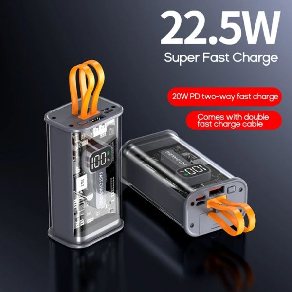 Chargers Professional PD22.5W 21700 Polymer Batterie Ladegerät Hülle DIY Power Bank Box Dualdirektion Schnellladekoffer mit 2 Kabeln