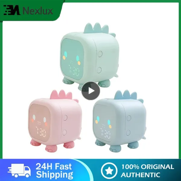 Accessori per bambini Dreave Clock carino Dinosaur Orologio Mute Mute Intelligent Kids Alarm Clock Children Sleep Trainier Wake Up Orologio Night Light Gift