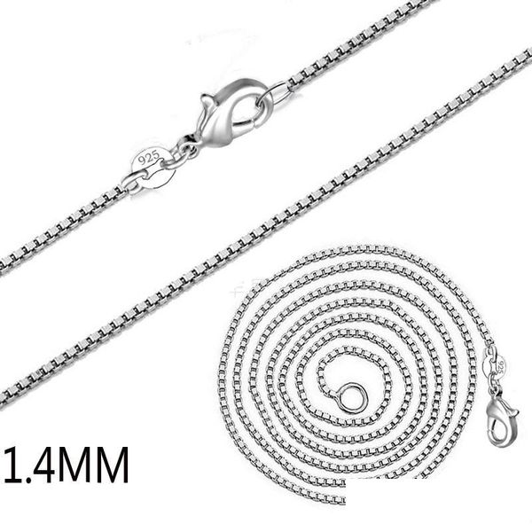 Ketten 1,4mm 925 Stempelkastenkette Halskette Sterling Sier für Männer Frauen Mode Hummerverschluss Fit Schmuck machen 16 18-24 Drop deliv dhpx7