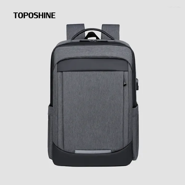 Backpack TopoShine Trend Men Durável esporte ao ar livre masculino à prova d'água Oxford Man Laptop Backbag Carregamento da bolsa escolar USB
