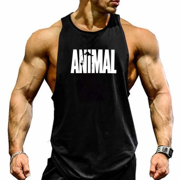 Tampo masculino Tops de algodão masculino Camisa sem mangas de animais de ginástica animal tanque de fitness muscle camisa de fitness skull skull beast tanque listrado topl2404